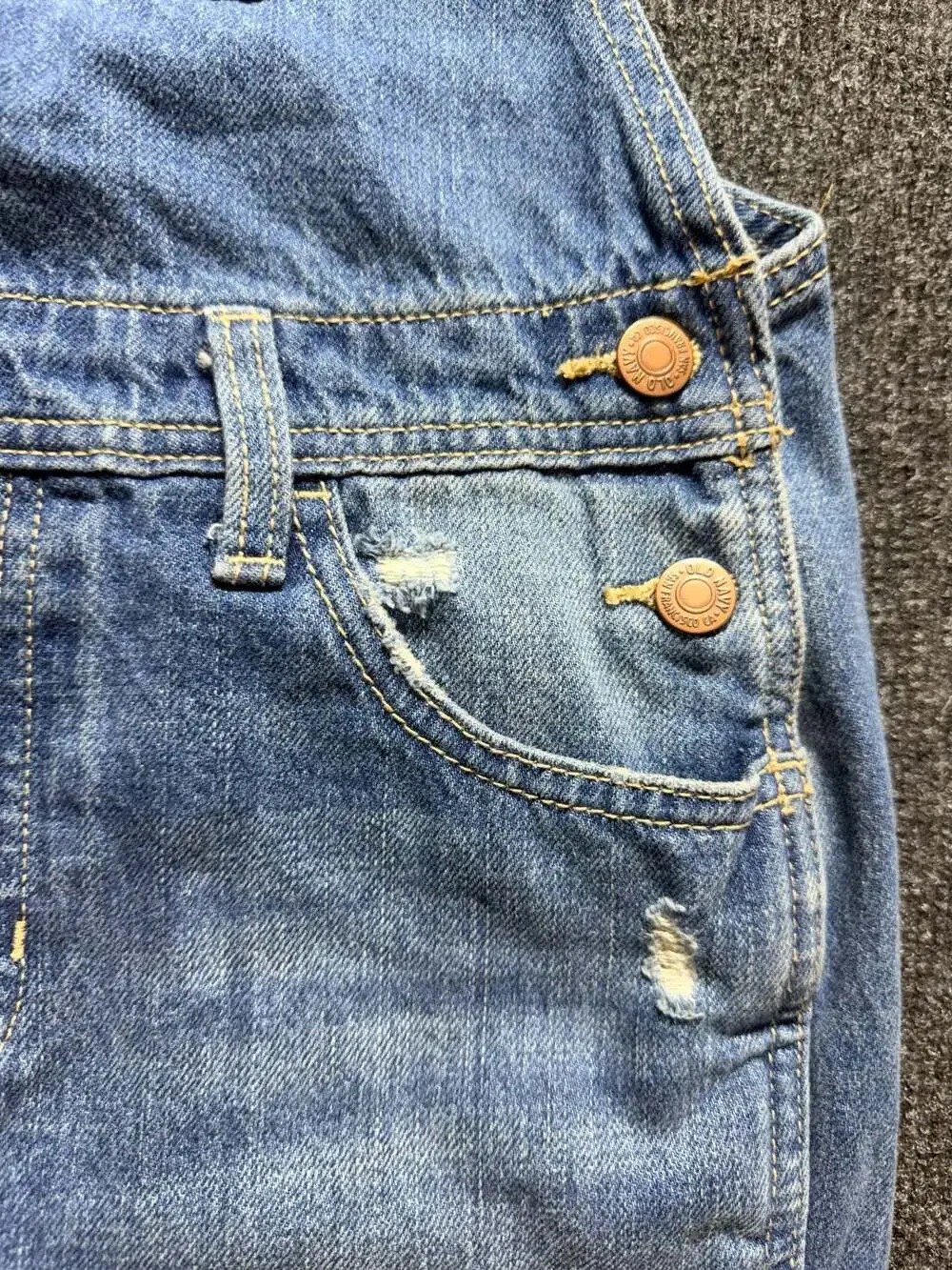 Old Navy Denim Overalls with Distressed Details Youth L(10-12)